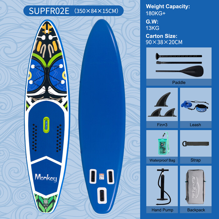 Tabla de surf hinchable con remo de 11'6" - Mono Azul - México