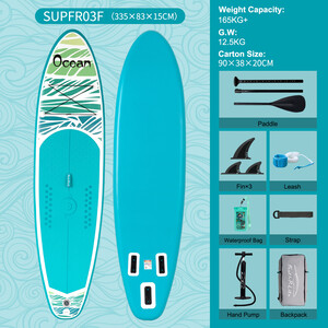 Tabla de surf hinchable de 11 pies, color azul cielo oceánico - México