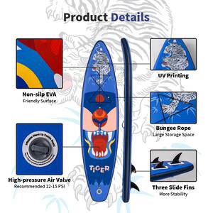 Tabla de surf hinchable de 11 pies, color azul tigre - México