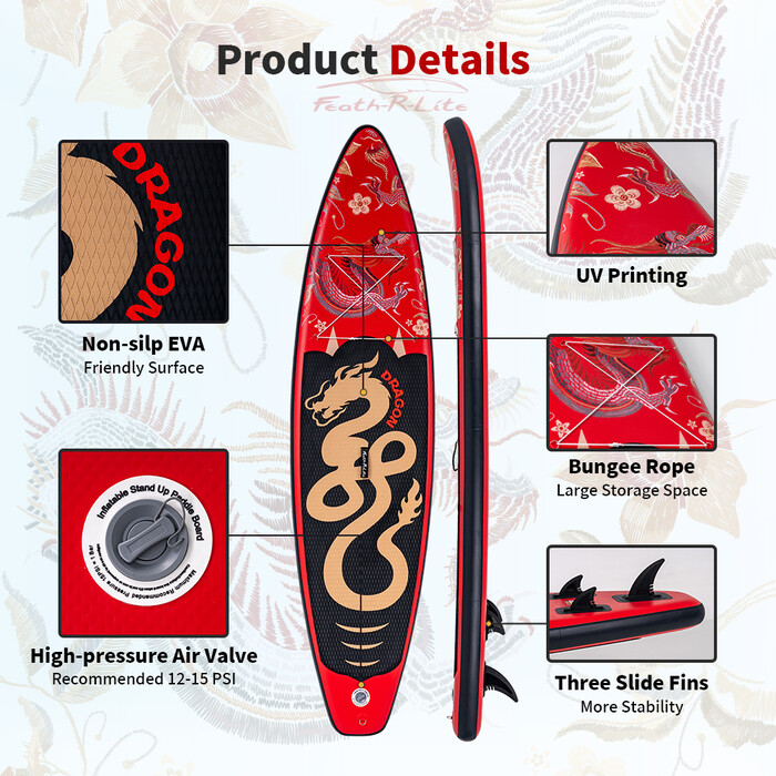 Tabla de surf hinchable de 11 pies - Dragón Rojo - México